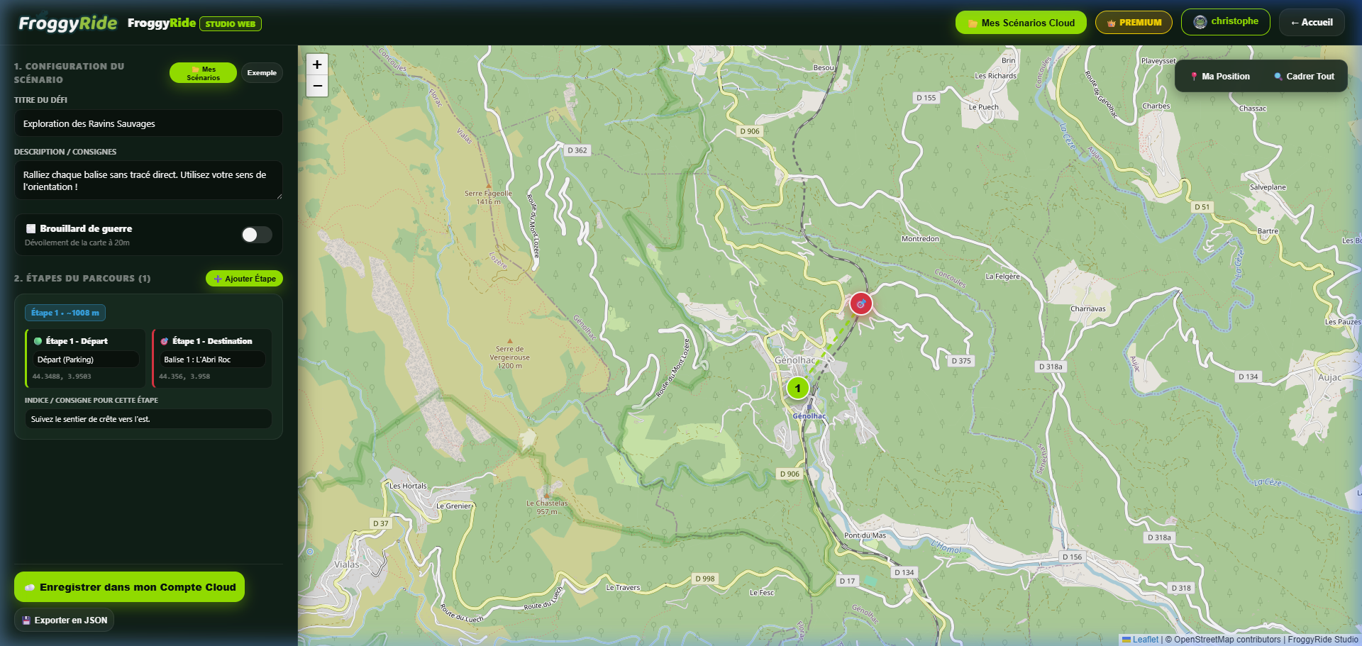 Interface du Studio Web FroggyRide